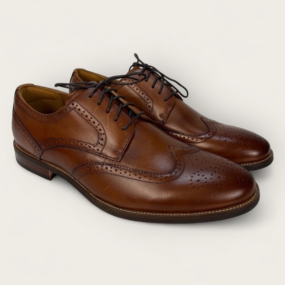 Florsheim Mens Ruvo Wingtip Oxford Lace Up Dress Shoes Cognac Brown Size 11 NEW - Picture 1 of 13